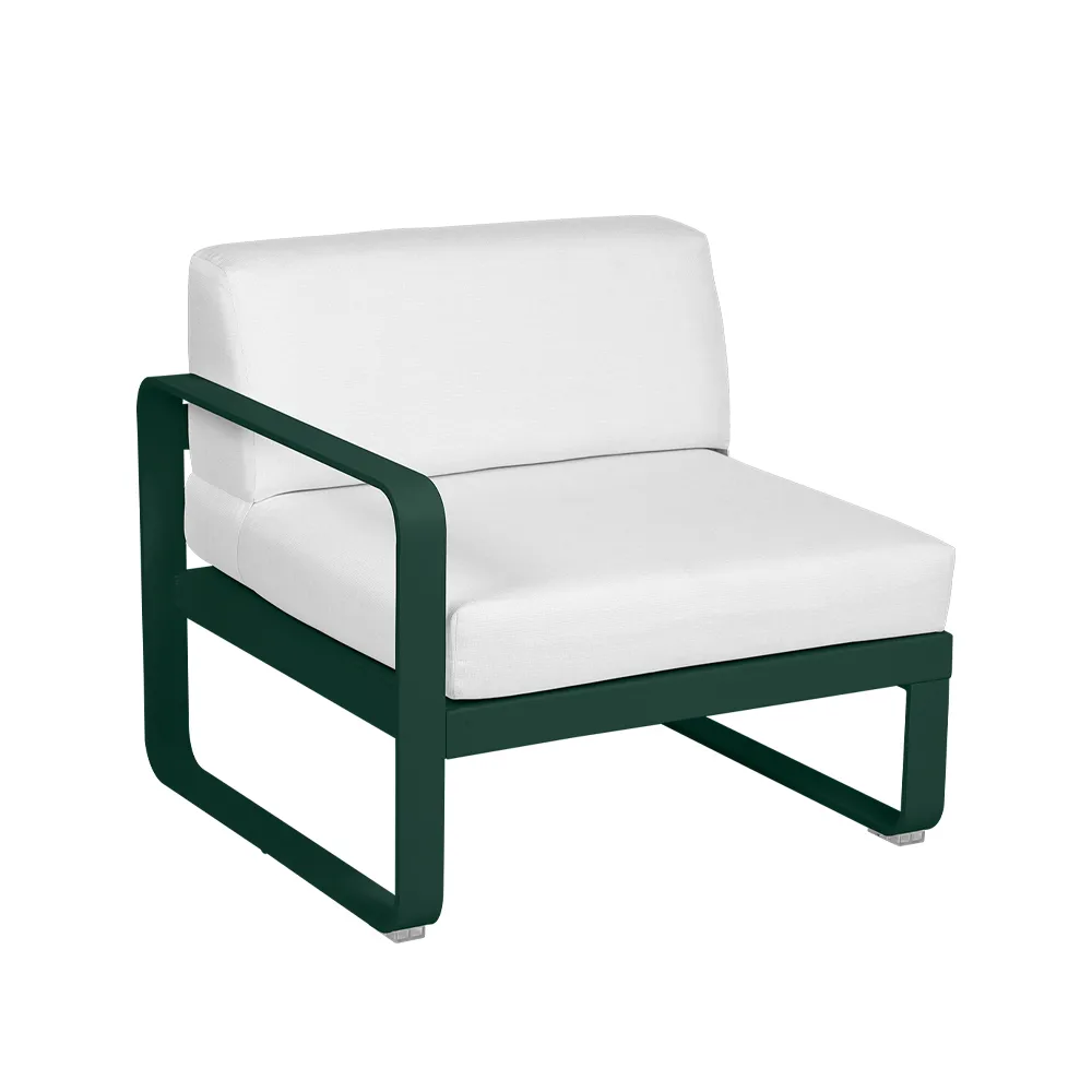 Bellevie Left modulsoffa, cedar green, off-white dyna, 1-sits Fermob