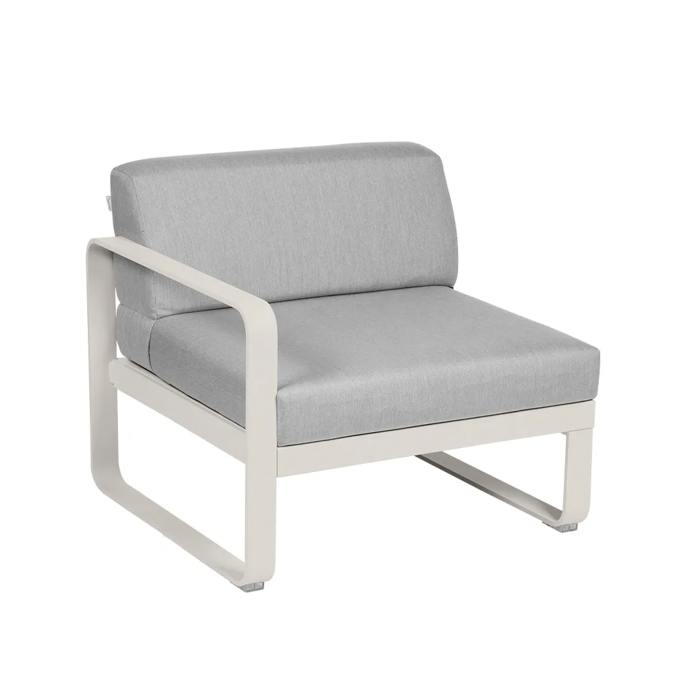 Bellevie Left modulsoffa, clay grey, flannel grey dyna, 1-sits Fermob