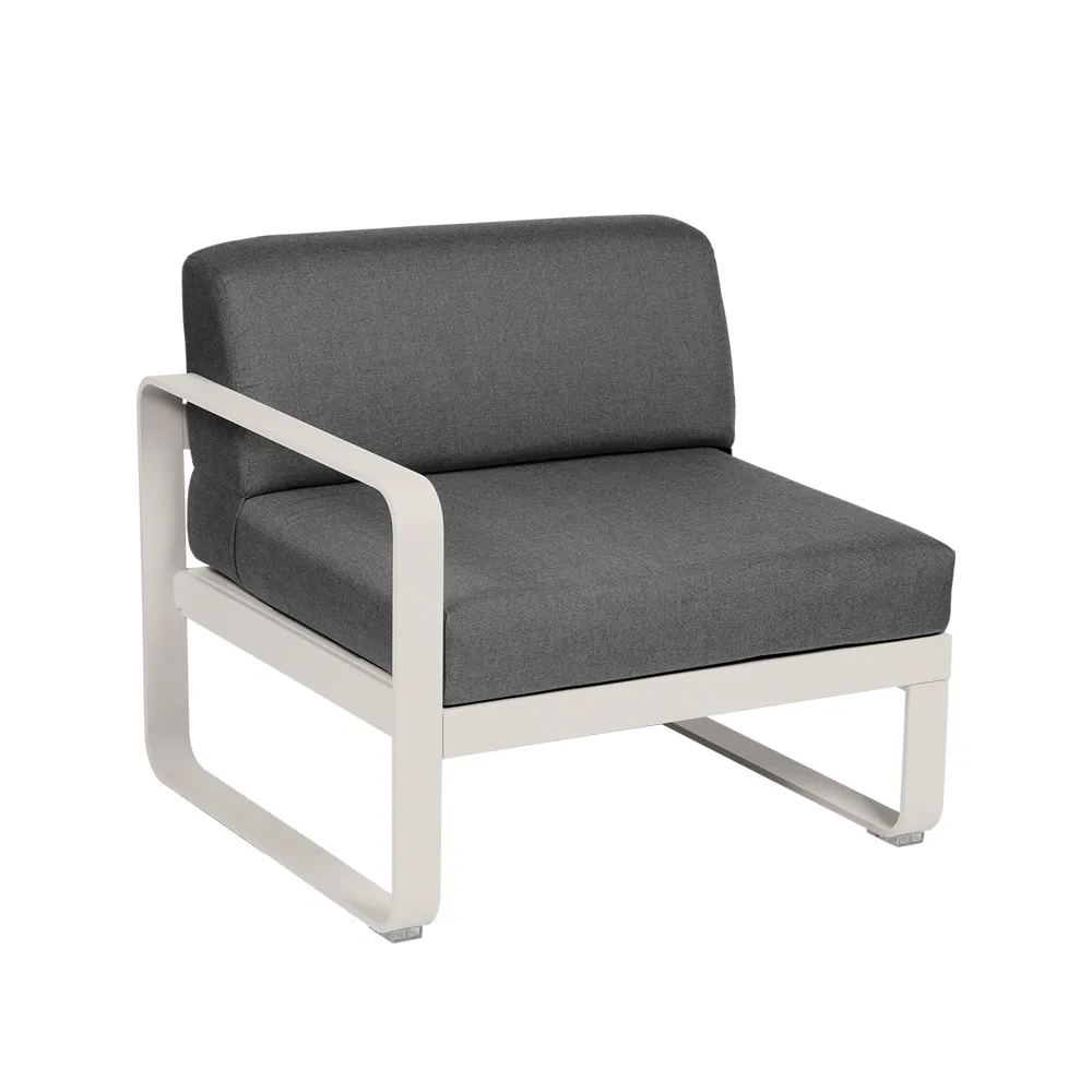 Bellevie Left modulsoffa, clay grey, graphite grey dyna, 1-sits Fermob