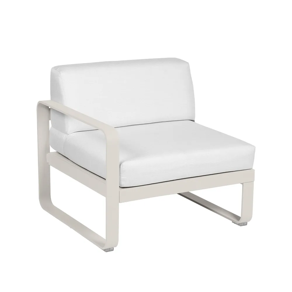 Bellevie Left modulsoffa, clay grey, off-white dyna, 1-sits Fermob