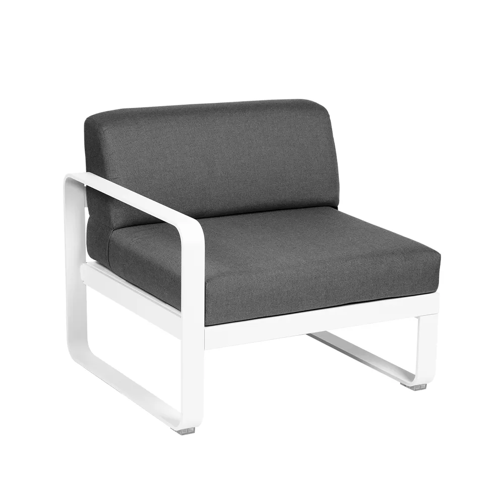 Bellevie Left modulsoffa, Cotton white (vit), graphite grey dyna, 1-sits Fermob