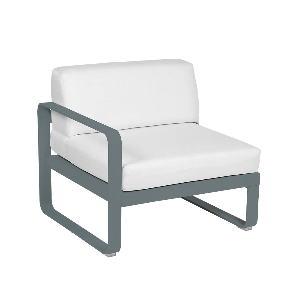 Bellevie Left modulsoffa, Storm grey (grå), off-white dyna, 1-sits Fermob