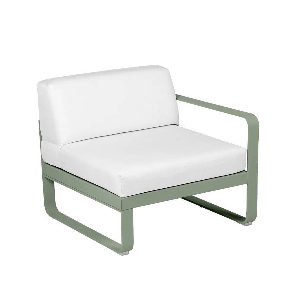 Bellevie Right modulsoffa, Cactus (grön), off-white dyna, 1-sits Fermob