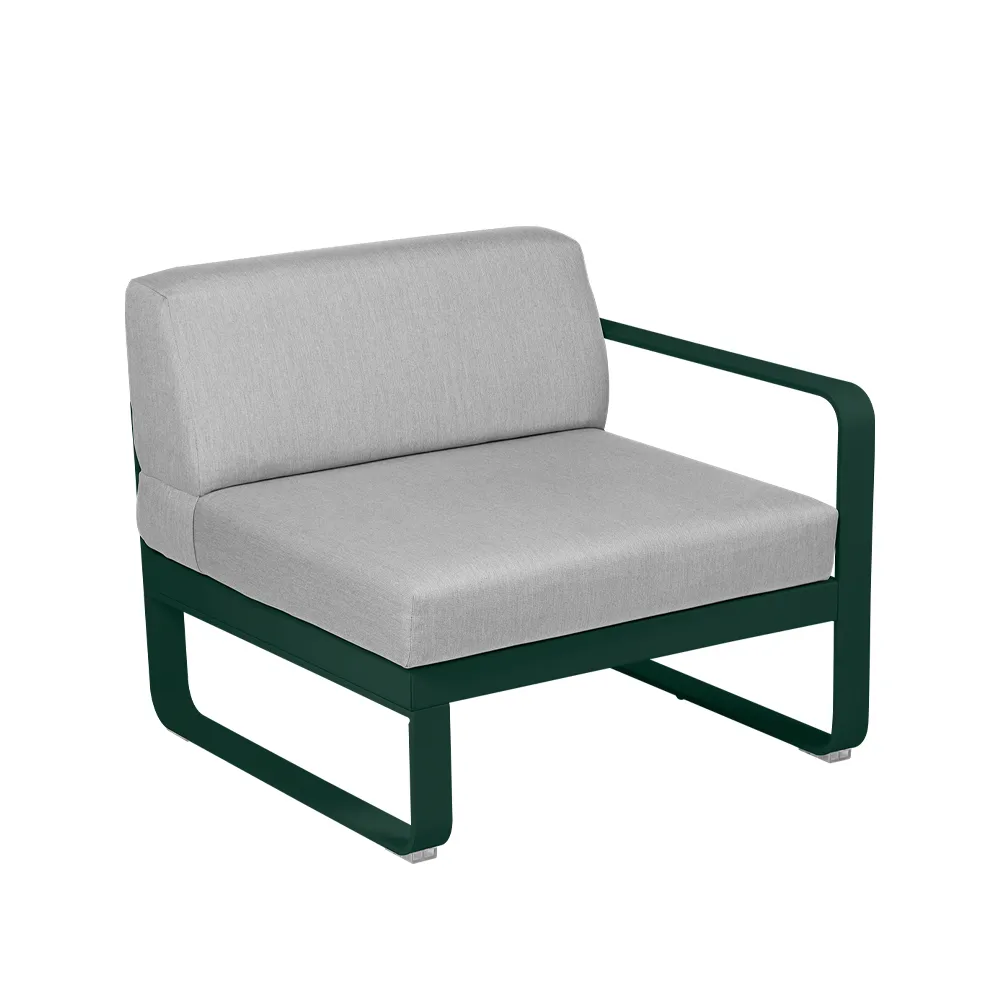 Bellevie Right modulsoffa, cedar green, flannel grey dyna, 1-sits Fermob