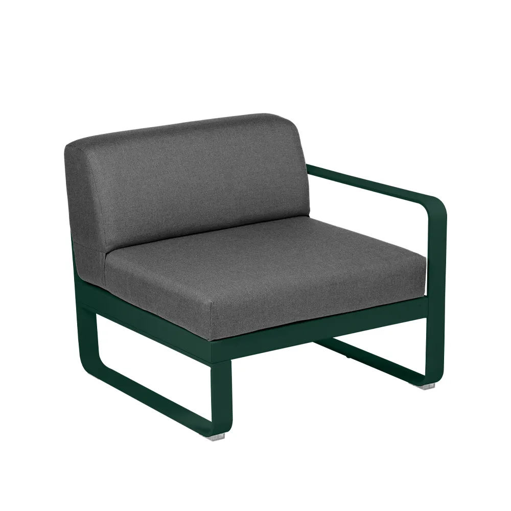 Bellevie Right modulsoffa, cedar green, graphite grey dyna, 1-sits Fermob