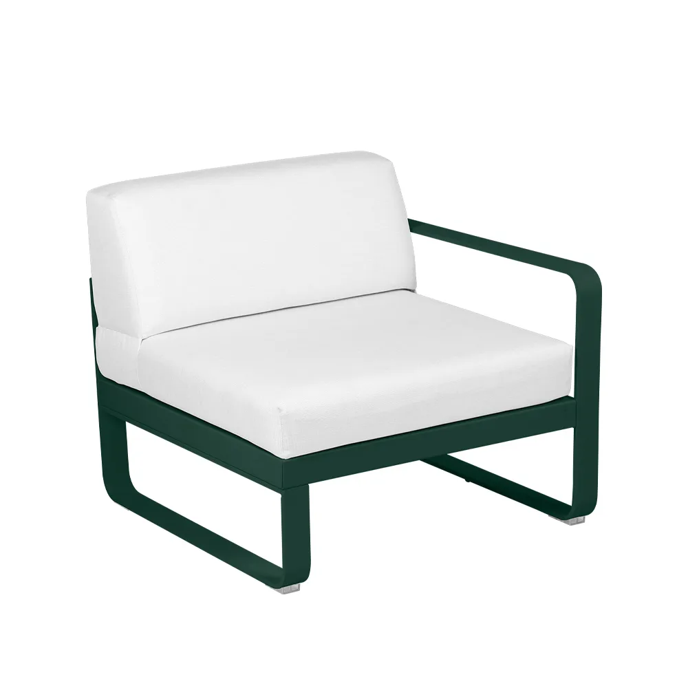 Bellevie Right modulsoffa, Cedar green (grön), off-white dyna, 1-sits Fermob