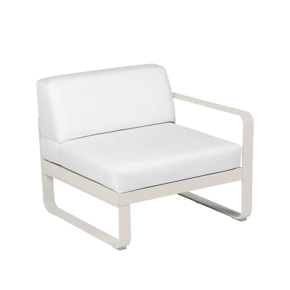 Bellevie Right modulsoffa, clay grey, off-white dyna, 1-sits Fermob