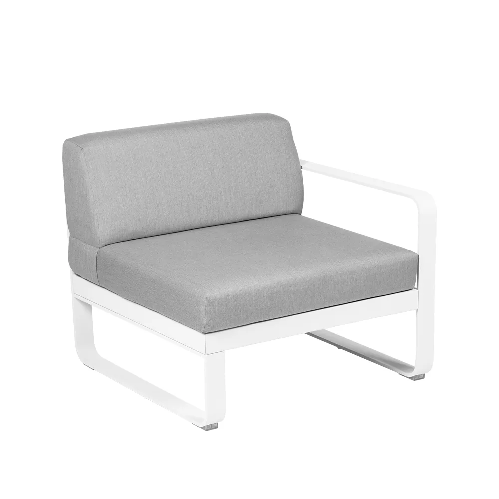 Bellevie Right modulsoffa, Cotton white (vit), flannel grey dyna, 1-sits Fermob