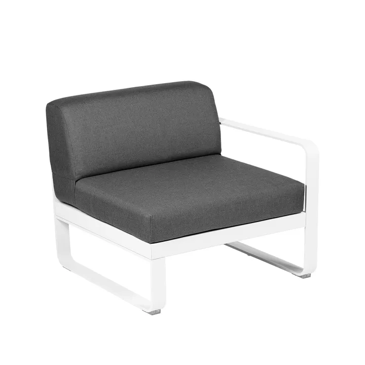 Bellevie Right modulsoffa - Cotton white (vit), graphite grey dyna, 1-sits - Fermob