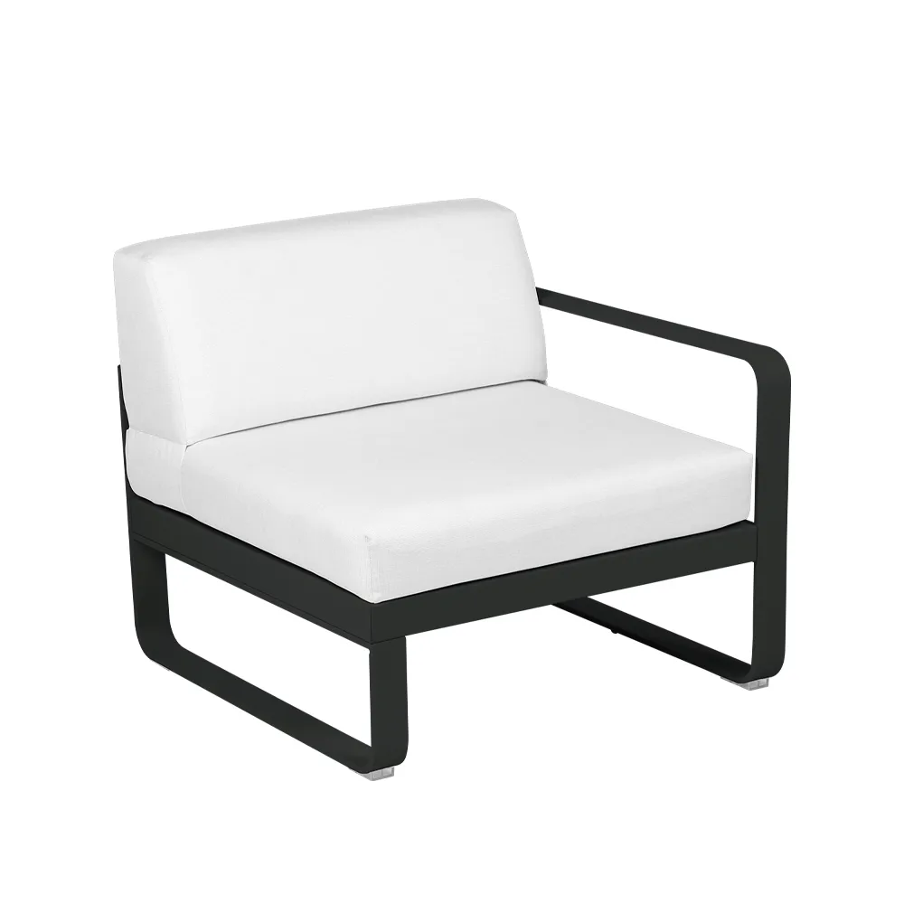 Bellevie Right modulsoffa, liquorice, off-white dyna, 1-sits Fermob