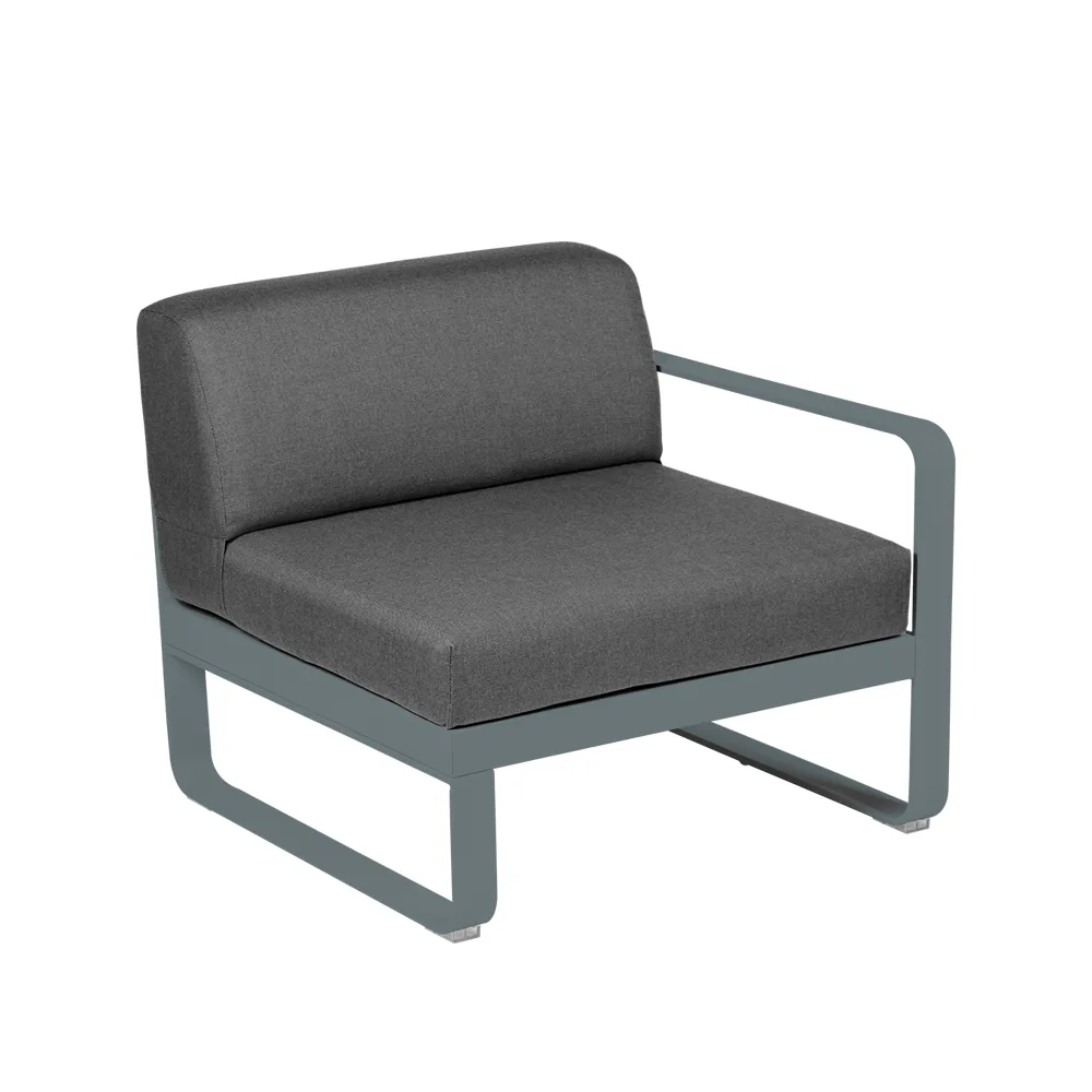 Bellevie Right modulsoffa, Storm grey (grå), graphite grey dyna, 1-sits Fermob