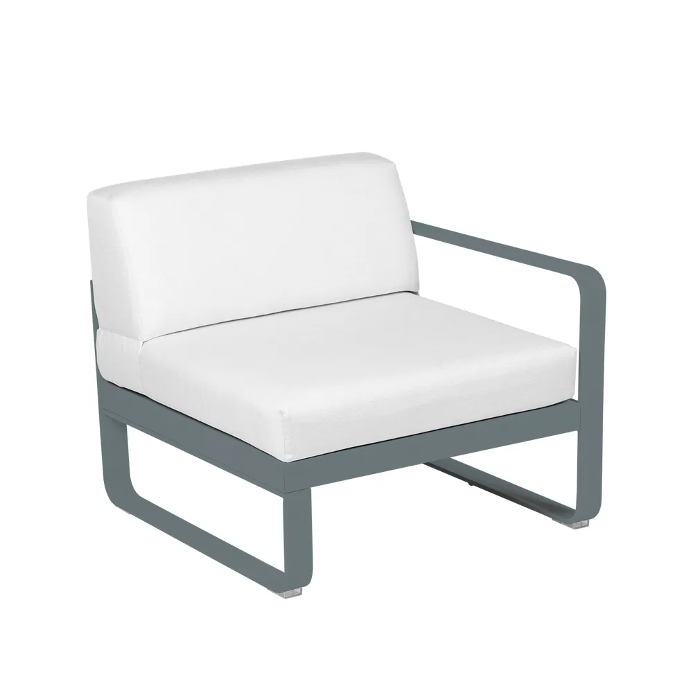Bellevie Right modulsoffa, Storm grey (grå), off-white dyna, 1-sits Fermob