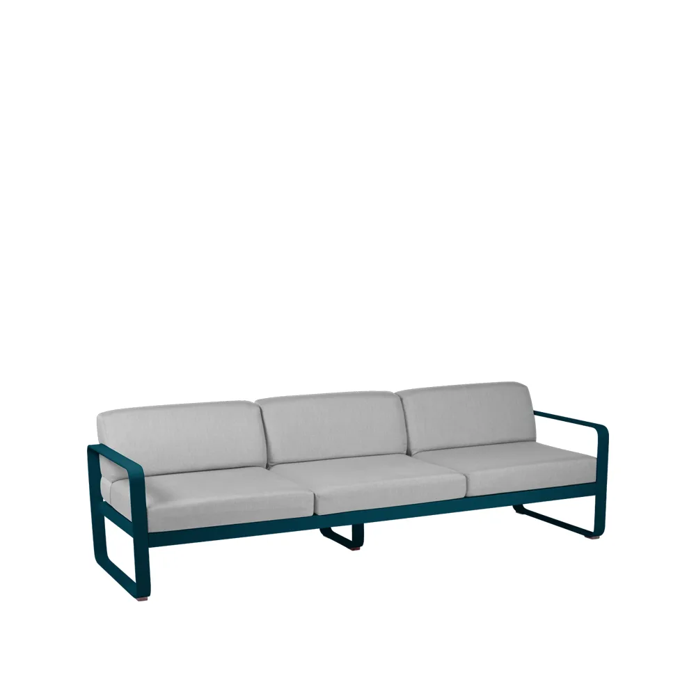 Bellevie soffa, 3-sits Acapulco blue (blå), flannel grey dyna Fermob