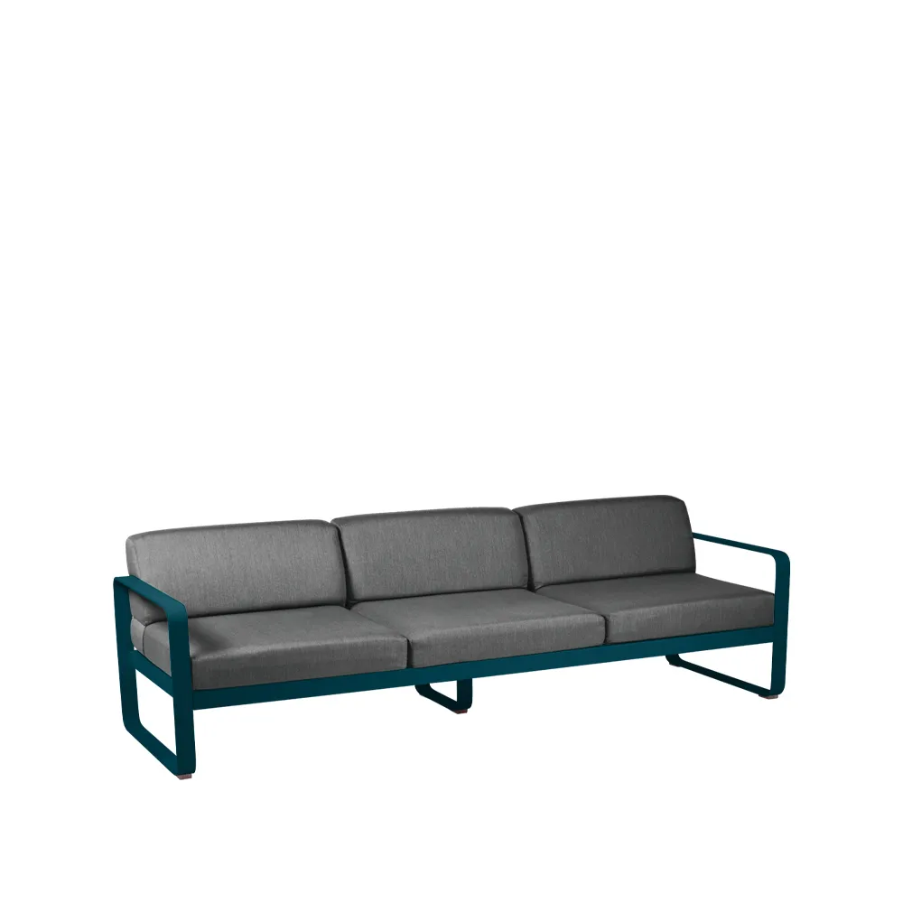 Bellevie soffa, 3-sits Acapulco blue (blå), graphite grey dyna Fermob