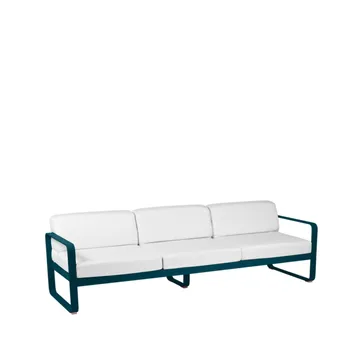 Bellevie soffa - 3-sits Acapulco blue (blå), off-white dyna - Fermob