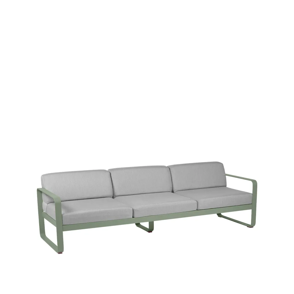 Bellevie soffa, 3-sits Cactus (grön), flannel grey dyna Fermob