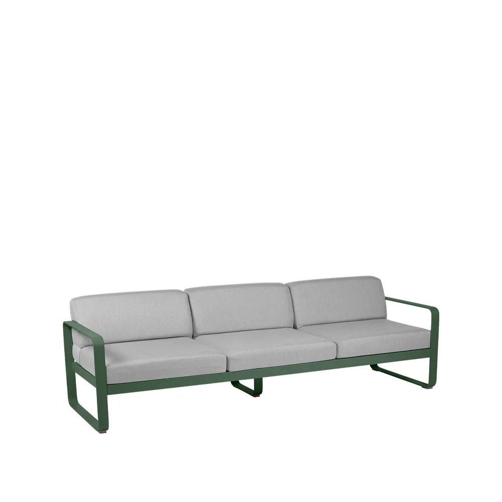 Bellevie soffa, 3-sits cedar green, flannel grey dyna Fermob