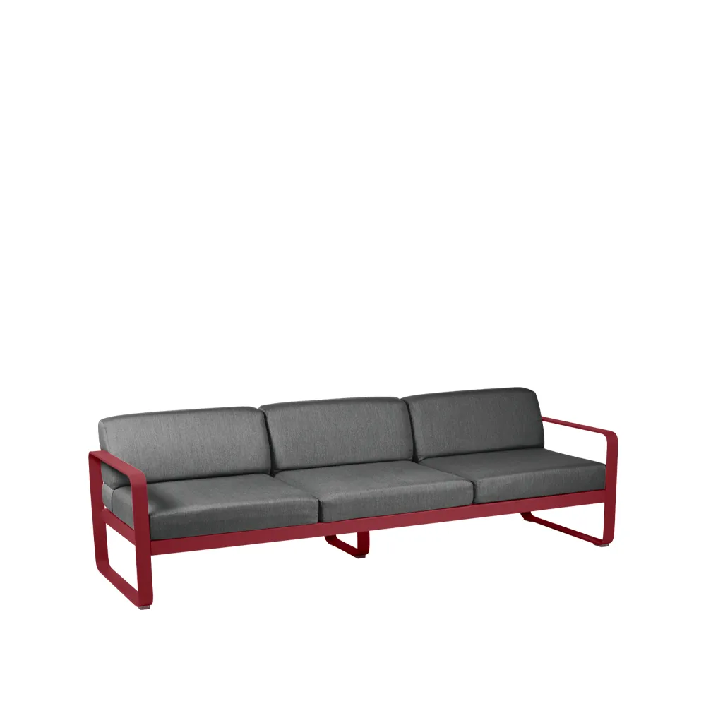 Bellevie soffa, 3-sits chili, graphite grey dyna Fermob