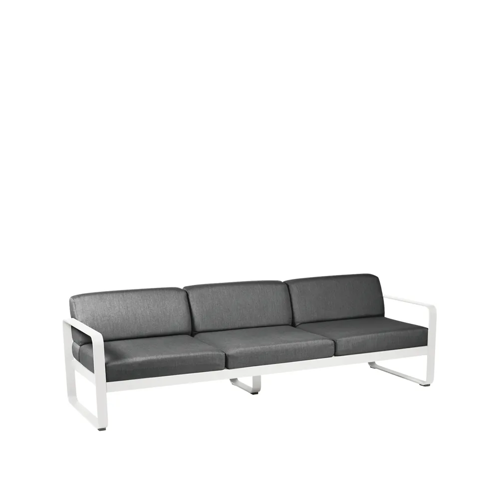 Bellevie soffa, 3-sits Cotton white (vit), graphite grey dyna Fermob