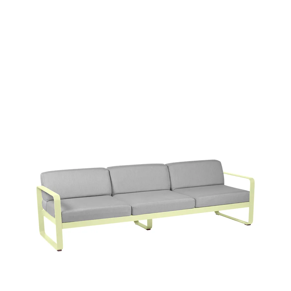 Bellevie soffa, 3-sits Frosted lemon (gul), flannel grey dyna Fermob