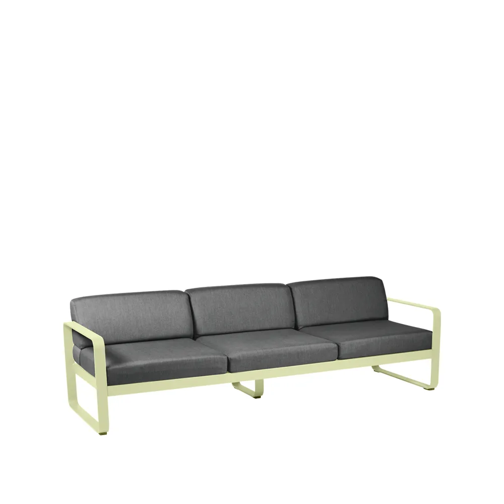 Bellevie soffa, 3-sits Frosted lemon (gul), graphite grey dyna Fermob