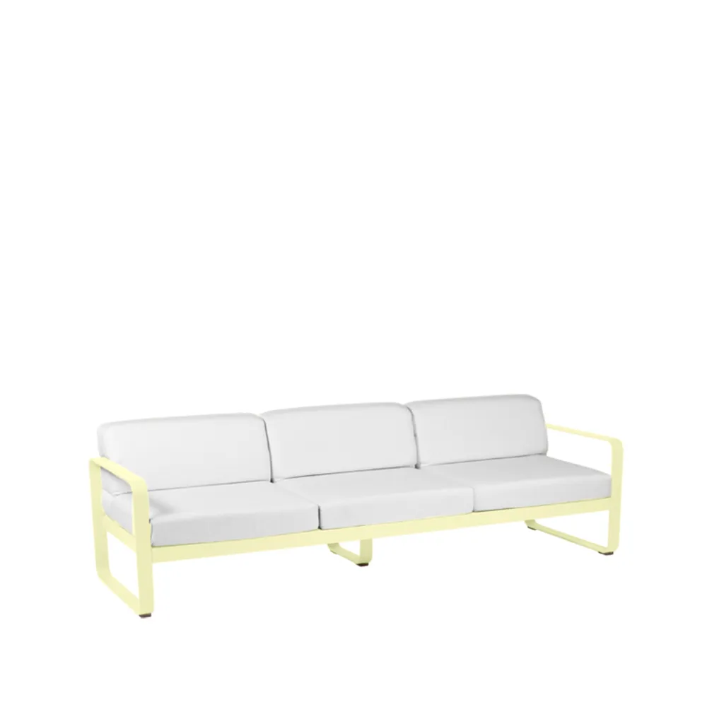 Bellevie soffa, 3-sits Frosted lemon (gul), off-white dyna Fermob