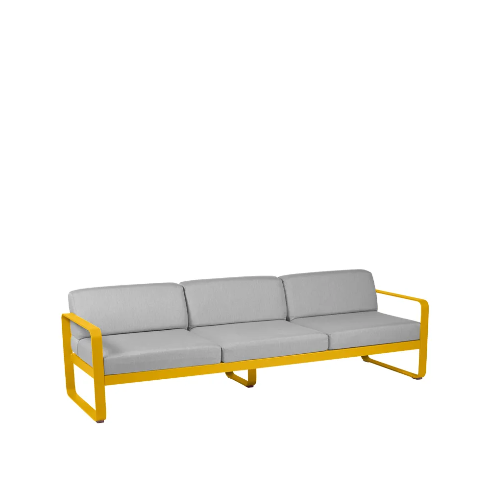 Bellevie soffa, 3-sits Honey (gul)-flannel grey dyna Fermob