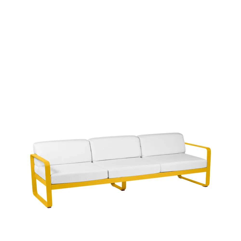 Bellevie soffa, 3-sits Honey (gul), off-white dyna Fermob