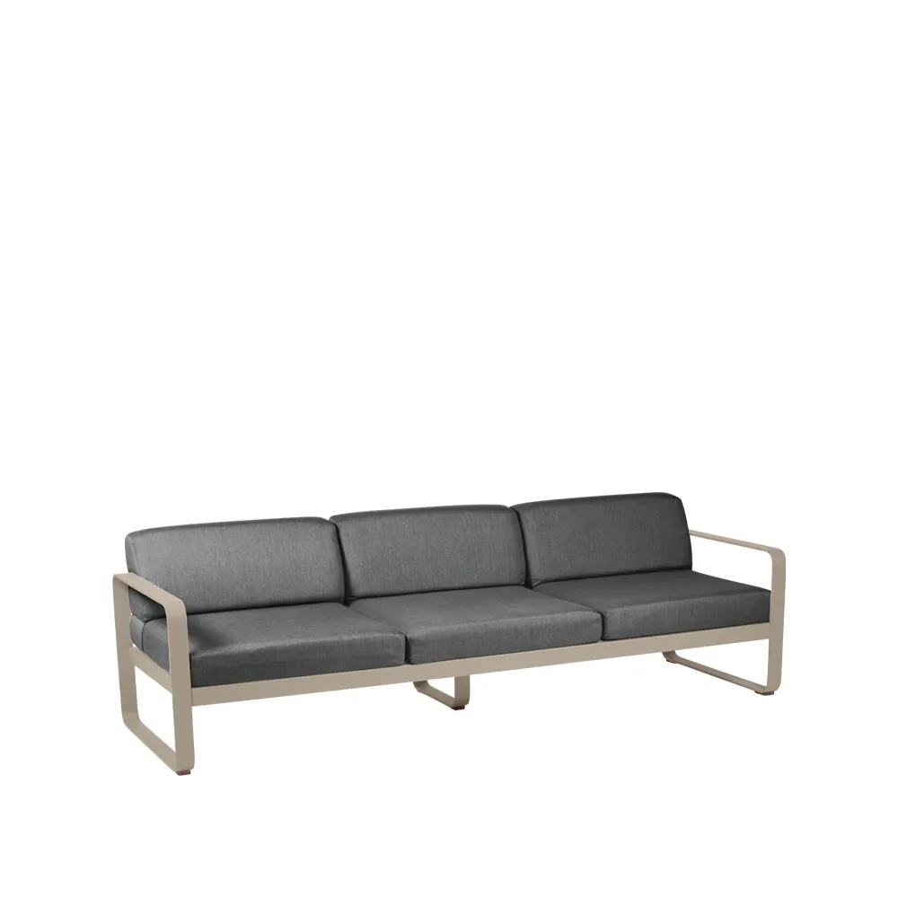 Bellevie soffa, 3-sits Nutmeg (beige), graphite grey dyna Fermob