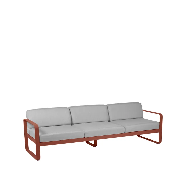 Bellevie soffa - 3-sits Red ochre (röd), flannel grey dyna - Fermob