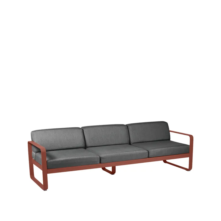 Bellevie soffa - 3-sits Red ochre (röd), graphite grey dyna - Fermob