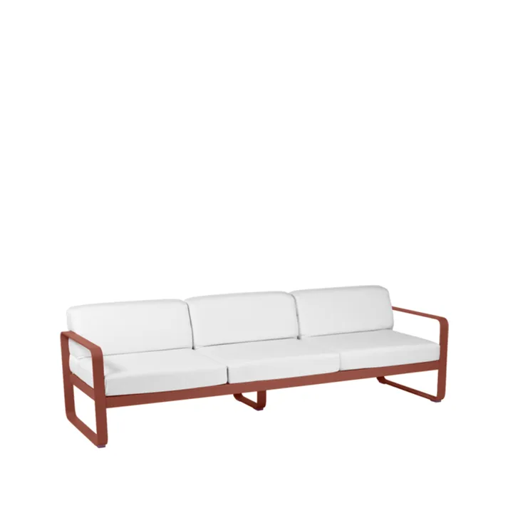 Bellevie soffa - 3-sits Red ochre (röd), off-white dyna - Fermob