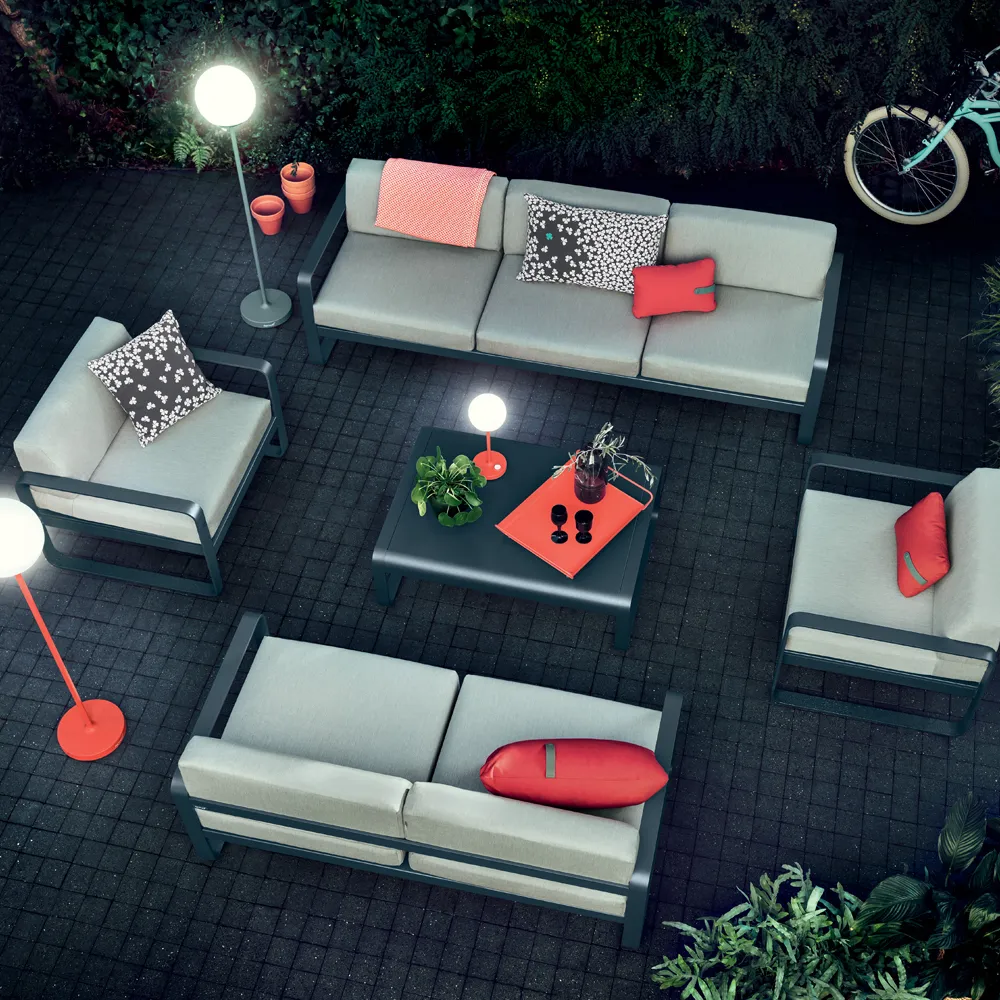 Bellevie soffa, 3-sits Rosemary (grön)-off-white dyna Fermob