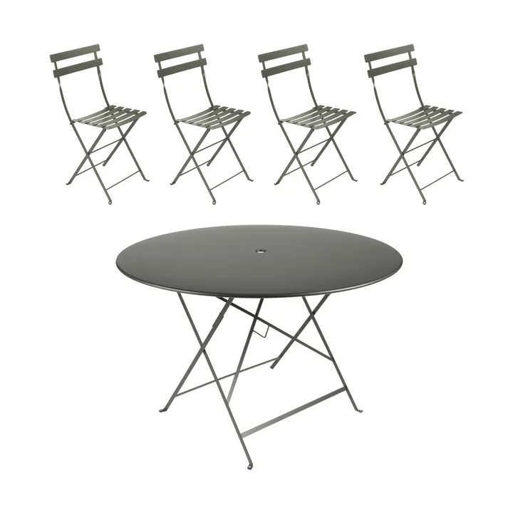 Bistro bord Ø117 cm + 4 stolar, Rosemary - Fermob