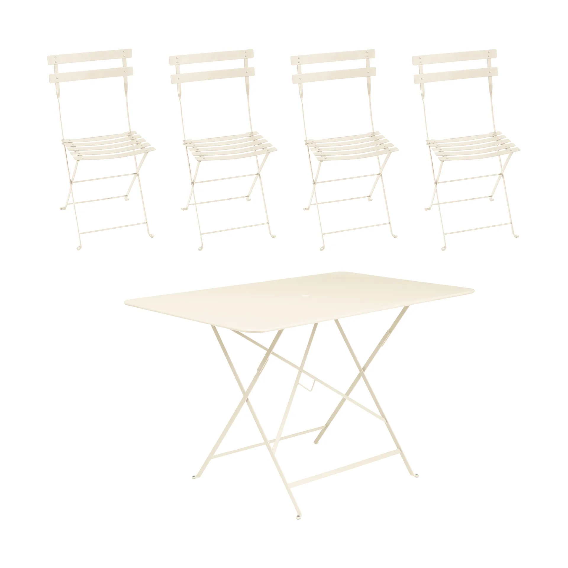 Bistro bord 117x77 cm + 4 stolar, Latte beige,  Fermob