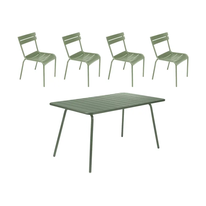 Luxembourg bord 143x80 cm + 4 stolar, Cactus - Fermob