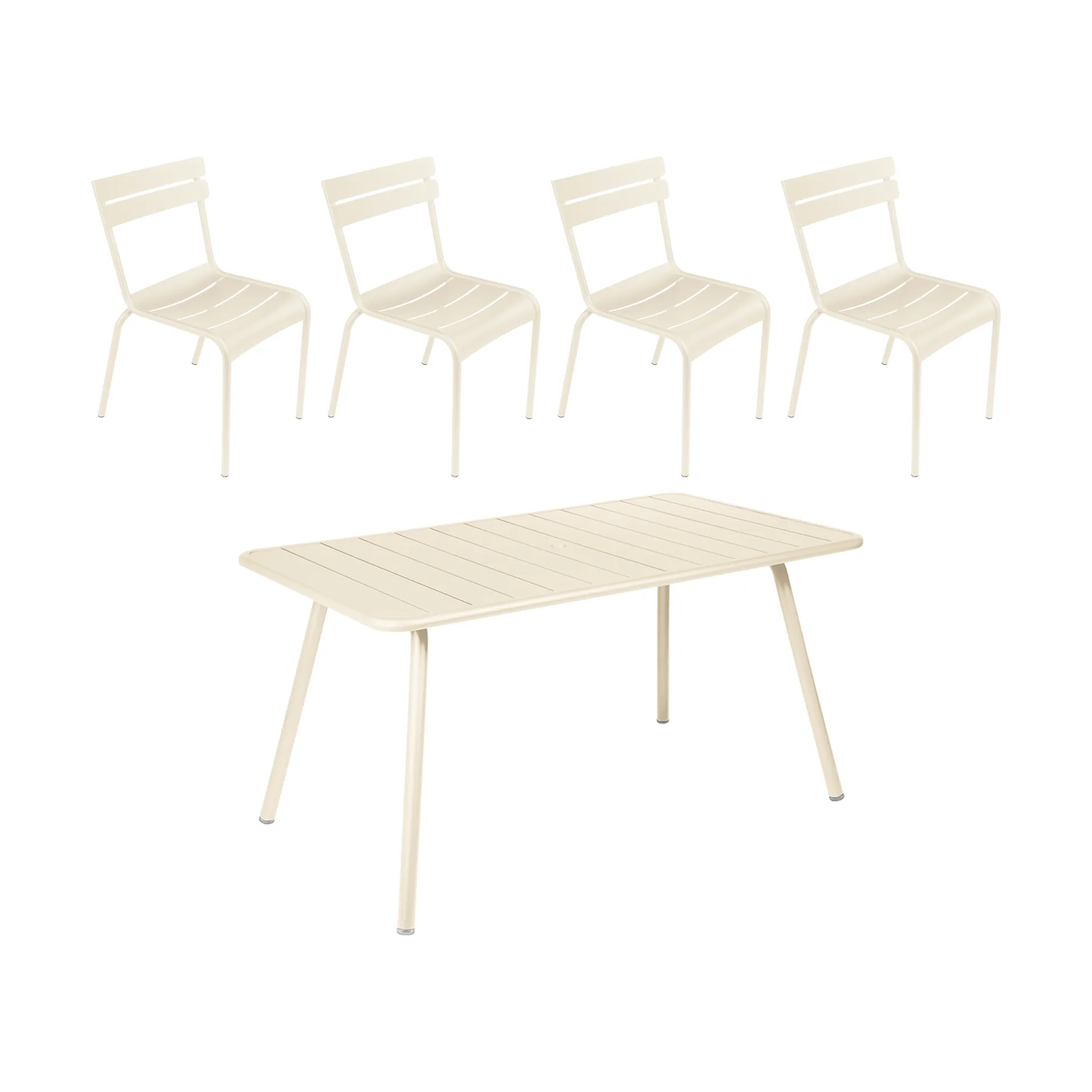 Luxembourg bord 143x80 cm + 4 stolar, Latte beige,  Fermob