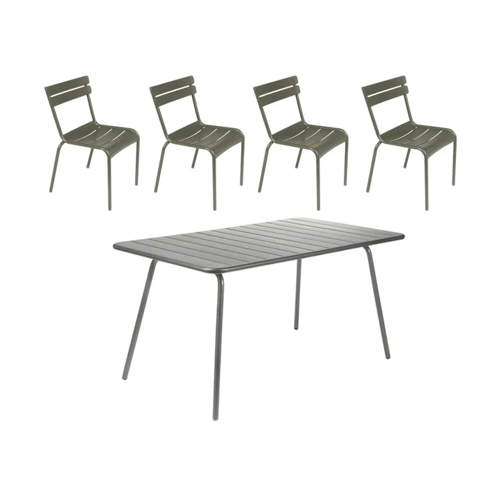 Luxembourg bord 143x80 cm + 4 stolar, Rosemary - Fermob