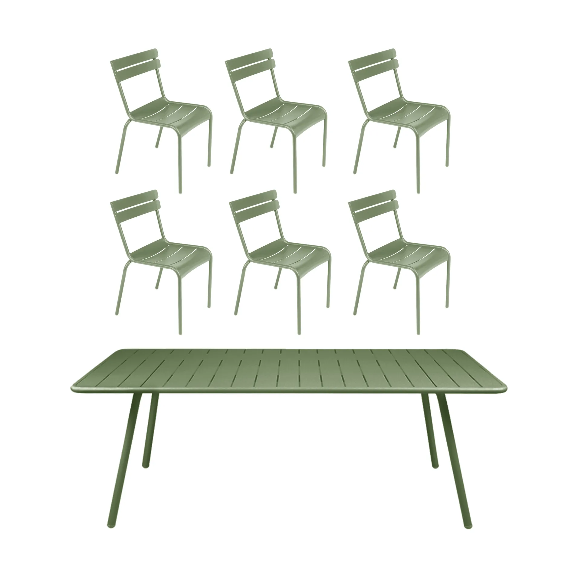 Fermob Luxembourg bord 207x100 cm + 6 stolar, Cactus
