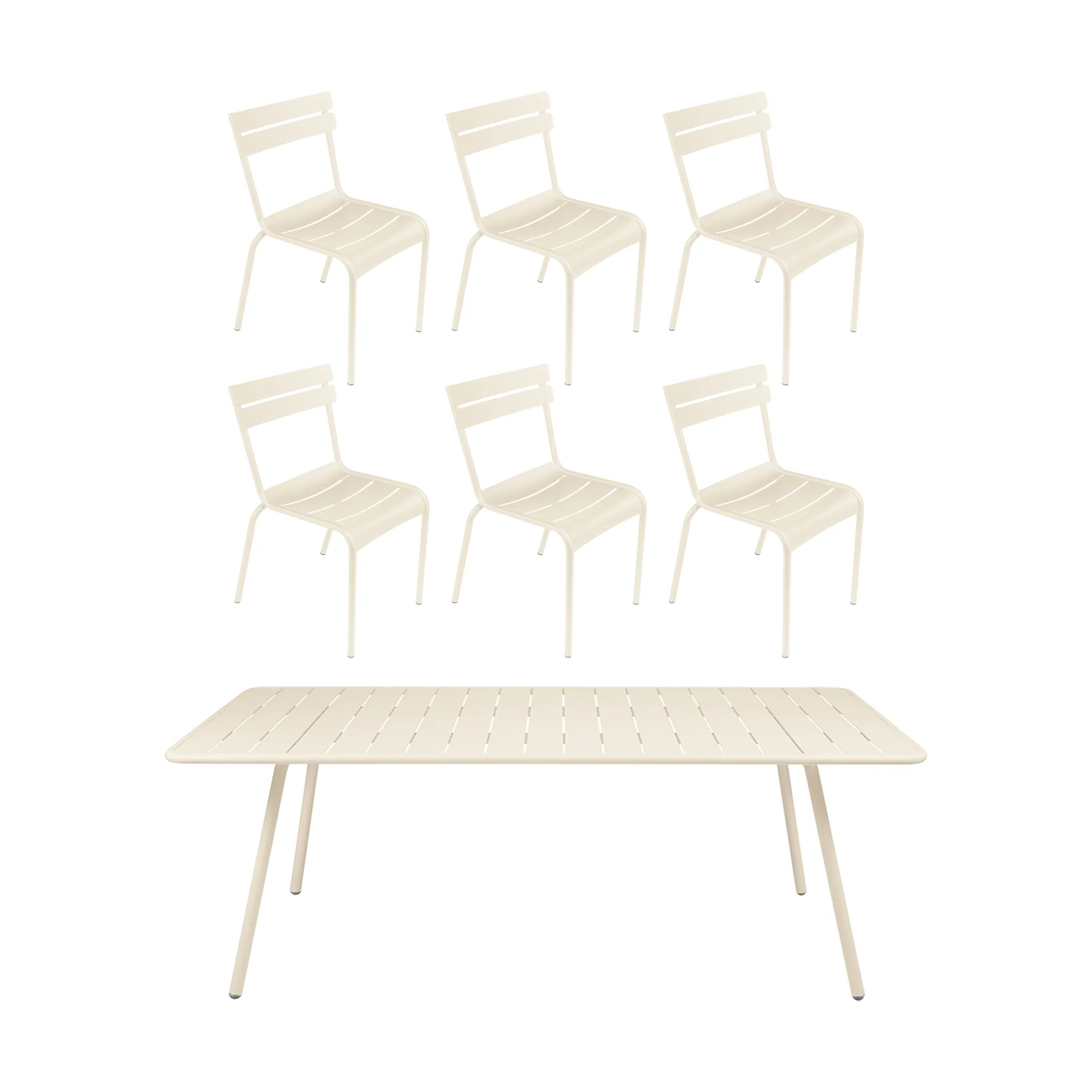 Luxembourg bord 207x100 cm + 6 stolar, Latte beige,  Fermob