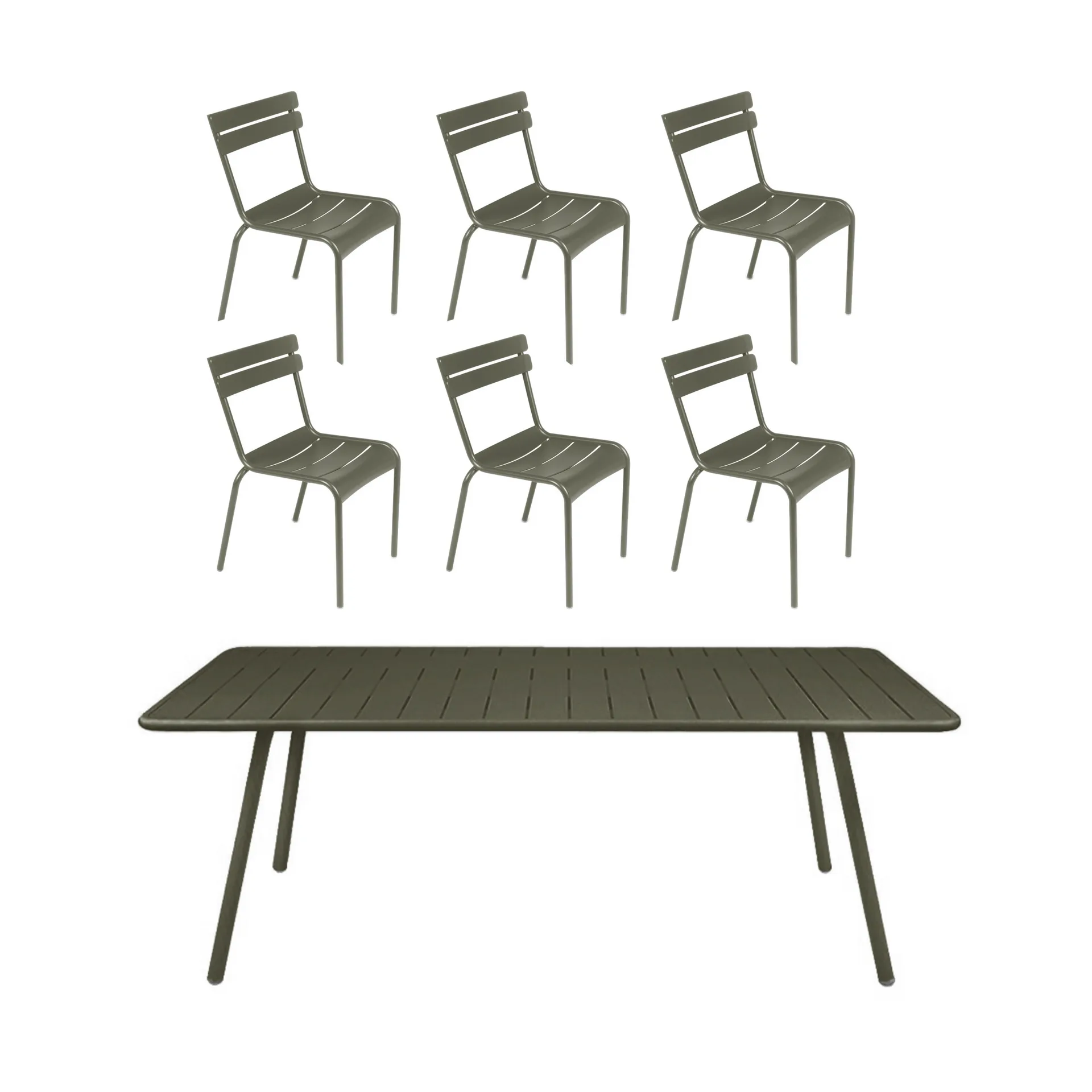 Luxembourg bord 207x100 cm + 6 stolar, Rosemary,  Fermob