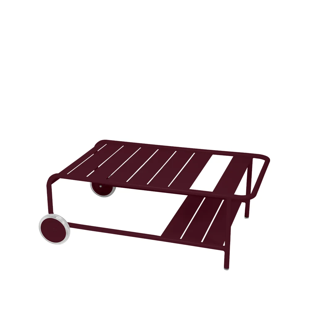 Luxembourg bord lågt, black cherry, med hjul Fermob