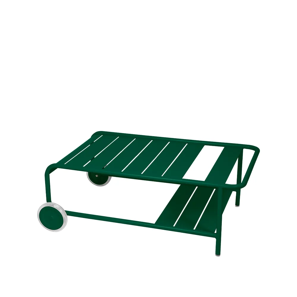 Luxembourg bord lågt, cedar green, med hjul Fermob