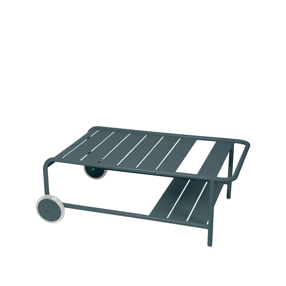 Luxembourg bord lågt, storm grey, med hjul Fermob