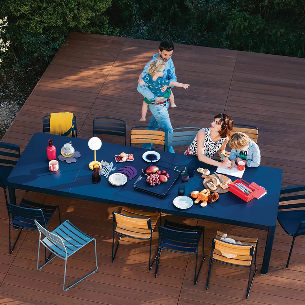 Ribambelle XL bord, acapulco blue, 3 utdragsskivor Fermob