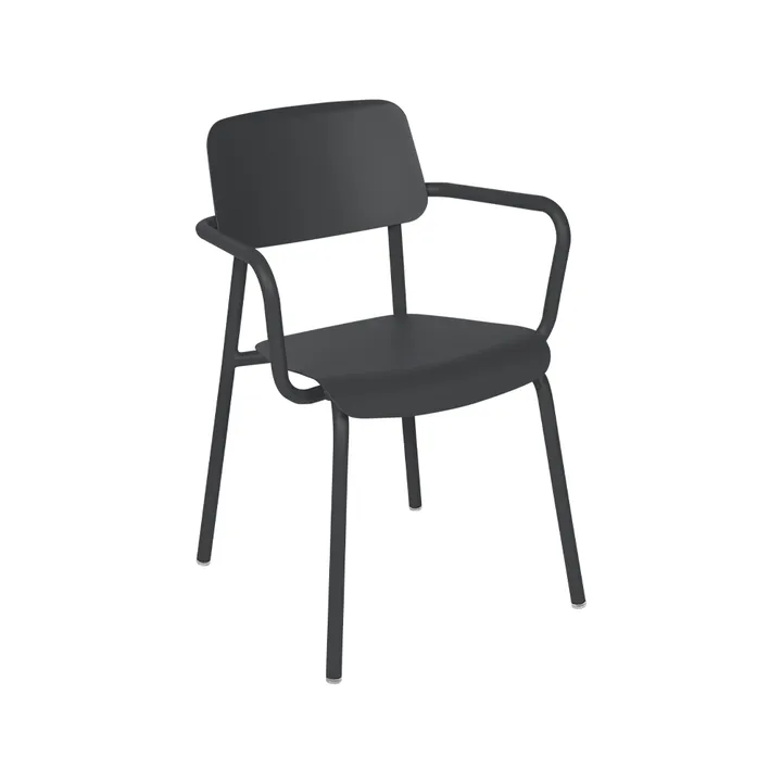 Studie karmstol - Anthracite (grå), stapelbar - Fermob