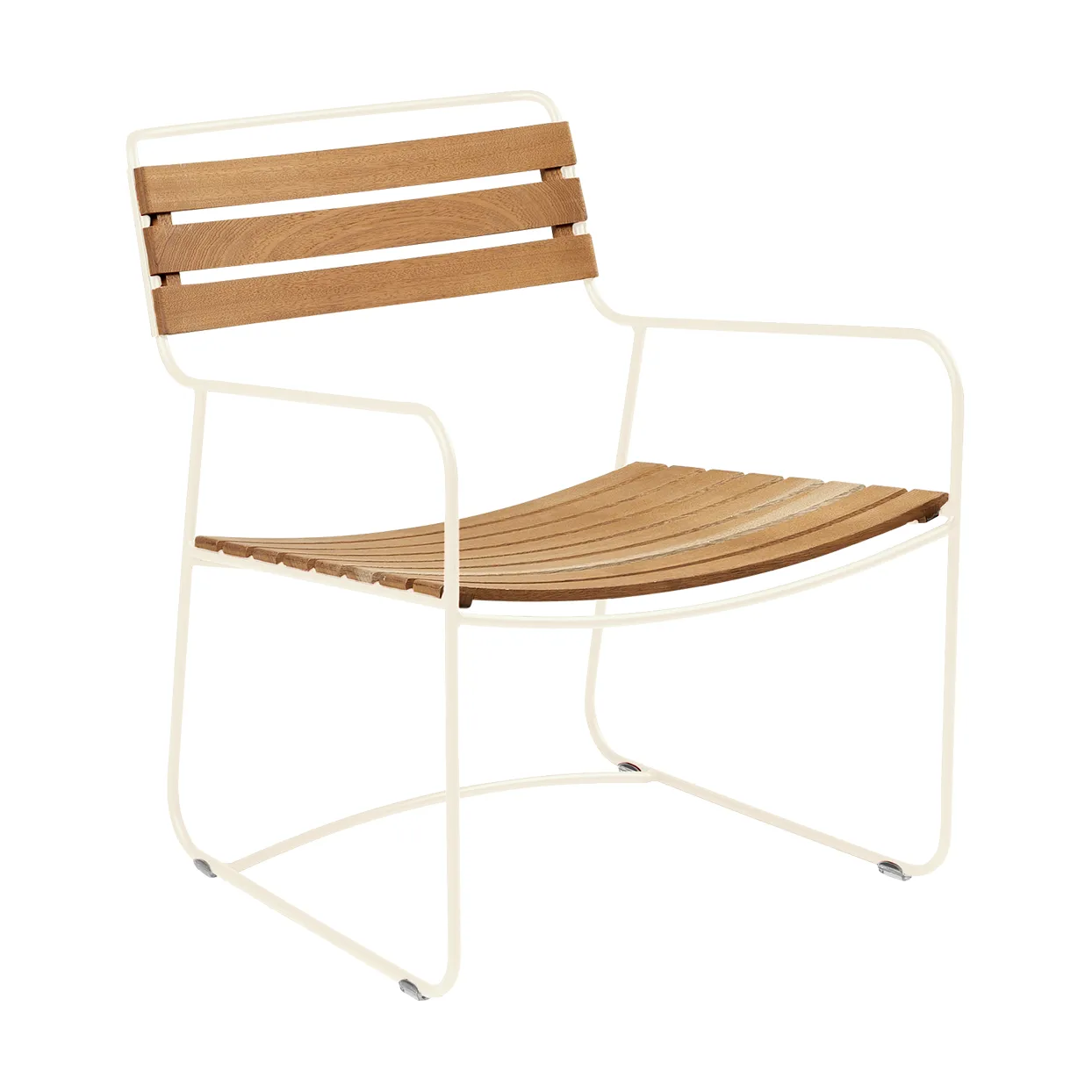 Surprising Teak karmstol låg, Latte beige Fermob