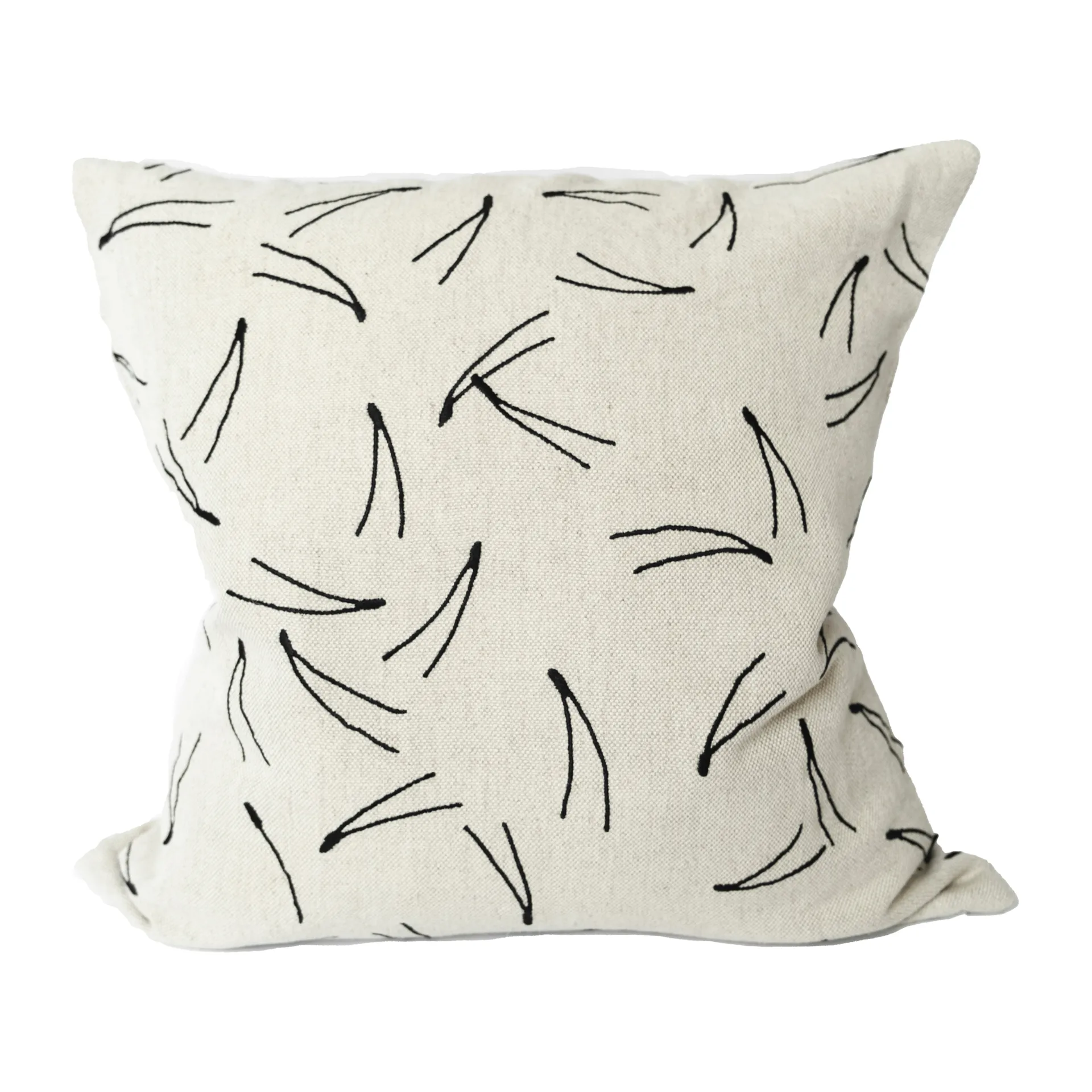 Barr kuddfodral broderat 48x48 cm, Natur-svart Fine Little Day