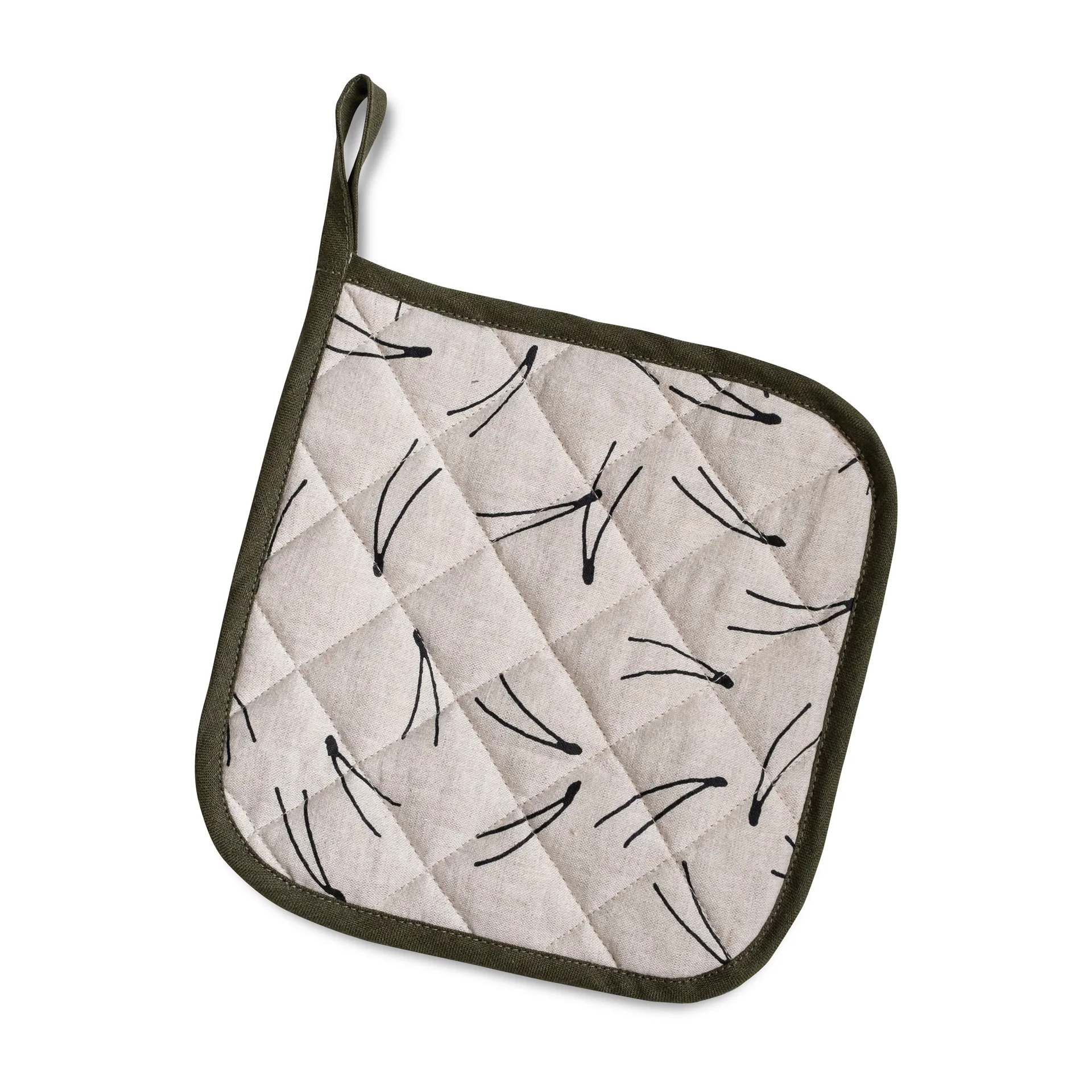 Barr quiltad grytlapp 21x21 cm, Natur-svart Fine Little Day