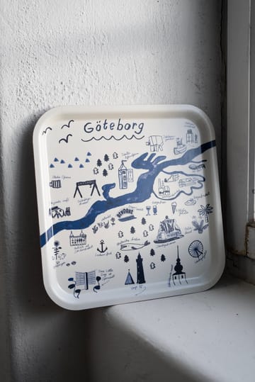 Gothenburg bricka 32x32 cm - White-Blue - Fine Little Day